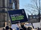 Sheffield welcomes Refugees poster at a demonstration against the Russian invasion of Ukraine 