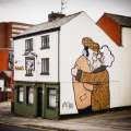 Pete McKee mural on side of Fagan's public house, No. 69 Broad Lane