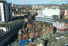 View of (foreground) Pinstone Street, (left) Cambridge Street and the Grosvenor House Hotel and (centre right) John Lewis, department store View of (foreground) Pinstone Street, (left) Cambridge Street and the Grosvenor House Hotel and (centre right) John Lewis, department store