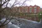 View: a07854 Kelham Weir, River Don at the Ball Street Bridge showing (centre) Brooklyn Works Apartments