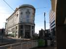 View from Church Street of Department of Work and Pensions, Steel City House, (former Telephone Exchange), at junction with (left) West Street and (right) Pinfold Street