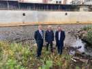 Stewart Mounsey, Yorkshire area director at the Environment Agency, Councillor Ben Miskell (on left), and James Mead, the Council's Flood and Water Service Manager, on a tour of new flood defences