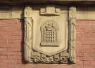 View: a08242 Decorative carved stonework on Bungalows and Bears public house (formerly the Central Fire Station), No. 50 Division Street
