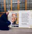 Sheffield City Council's Head of Employee Engagement, Inclusion and Wellbeing, James Jackson with a new portrait of Nelson Mandela, Sheffield Town Hall