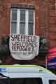 Protest opposing a UK Independence Party (UKIP) march in Sheffield - Sheffield Welcomes Refugees (Racists go home) Protest opposing a UK Independence Party (UKIP) march in Sheffield - Sheffield Welcomes Refugees (Racists go home)