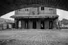 View of the Straddle Warehouse looking from the pedestrian entrance, Sheffield Canal Basin (later Victoria Quays), Furnival Road