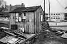 Hut being used as an office on the quayside, Sheffield Canal Basin (later Victoria Quays)