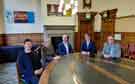 Skyline Enterprises' Geoff McDonald and Sam Goddard with Councillor Tom Hunt (2nd right), Leader of Sheffield City Council, Gill Furniss MP (2nd left) and Sean Mcclean, Town Hall, Pinstone Street