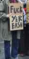 Banner reading 'Fuck Yer Fash' at the demonstration against Racism and in support of refugees, Tudor Square Banner reading 'Fuck Yer Fash' at the demonstration against Racism and in support of refugees, Tudor Square