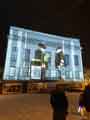 Light show projecting Pete McKee art work onto the Central Library, Tudor Square