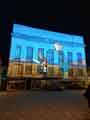 Light show projecting Pete McKee art work onto the Central Library, Tudor Square