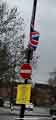 Lamp post adornment of Union Jack flag and road sign, Chapel Street, Woodhouse