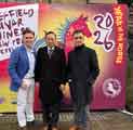 The Chinese Consul General from the Manchester Consulate, Tang Rui, (centre) with Nik Hamilton, International Lead, Economy, Skills and Culture - City Futures, Sheffield City Council (left) at Sheffield's Chinese Lunar New Year celebrations