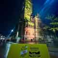 Sheffield Town Hall lit up for the Tor de France Grand D&eacute;part GB 2027 announcement!