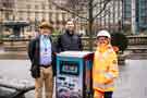 New solar powered rubbish bins launched, Pinstone Street New solar powered rubbish bins launched, Pinstone Street