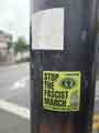 Sticker on a Sheffield lamppost: Stop the fascist march Sticker on a Sheffield lamppost: Stop the fascist march