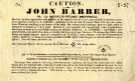 Caution: John Barber, No. 12 Norfolk Street, Sheffield [regarding the misuse of the Barber trade name on his superior razors and his authorisation to use the sign of a square and compass by the Corporation of Cutlers]