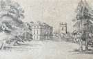 Norton Hall and St James church, Norton drawn by L. Shore, c. 1815 - 1846