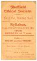Sheffield Ethical Society - front cover of syllabus 