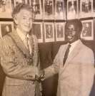 The Lord Mayor's Kitwe [Zambia] Health Clinic Appeal, Lord Mayor (Peter Horton) meeting Mr Chisanga, the Chief Health Inspector of Kitwe, [1987]