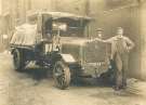 First motor lorry used by Nichols and Co., Wholesale Grocers and Tea, Coffee and Fruit Merchants