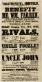 Theatre Royal playbill: For the benefit of Mr Wm. Farren - Rivals, Uncle Foozle and Uncle John, etc., 10 Nov 1848