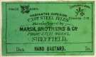 Label for warranted superior cast steel files, hand bastard, Marsh Brothers and Co. [Ltd., steel manufacturers], Ponds Steel Works, [Shude Lane], Sheffield, c. 1891