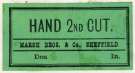 Label for hand 2nd cut, Marsh Brothers and Co. [Ltd., steel manufacturers, Ponds Steel Works, Shude Lane], Sheffield, c. 1891