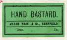 Label for hand bastard, Marsh Brothers and Co. [Ltd., steel manufacturers, Ponds Steel Works, Shude Lane], Sheffield, c. 1891