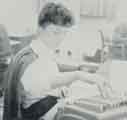 Batchelors Foods Ltd., Sheffield factory: Jean Nunnington, comptometer operator, [Limestone Cottage Lane], Sheffield