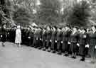Queen Victoria District Nursing Association nurses at their Centenary Year Review (1859 - 1959) being inspected by Queen Elizabeth, the Queen Mother at Buckingham Palace