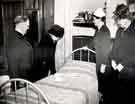 Inspecting a bedroom, Sheffield Queen Victoria District Nursing Association, Johnson Memorial Home, No. 4 Endcliffe Crescent