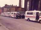Ambulances waiting on Westfield Terrace to transfer patients from the Royal Hospital, West Street to the Royal Hallamshire Hospital, Glossop Road Ambulances waiting on Westfield Terrace to transfer patients from the Royal Hospital, West Street to the Royal Hallamshire Hospital, Glossop Road