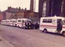 Ambulances waiting on Westfield Terrace to transfer patients from the Royal Hospital, West Street to the Royal Hallamshire Hospital, Glossop Road