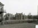 View to ward 21, patients library and speech therapy showing (left) wards 10, 11 and 12 and (right) the maternity block, City General Hospital (later known as Northern General Hospital), Fir Vale, c.1950s View to ward 21, patients library and speech therapy showing (left) wards 10, 11 and 12 and (right) the maternity block, City General Hospital (later known as Northern General Hospital), Fir Vale, c.1950s