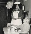 Visit of Bishop [William Gordon Wheeler], Roman Catholic Bishop of Leeds to the Geriatric Wing, Northern General Hospital, Fir Vale