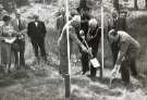 Lord Mayor, [Alderman Harold Slack], cutting the first sod on the site of the new teaching hospital (Royal Hallamshire Hospital), Glossop Road c. 1961 - 1962