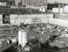 Construction work for new teaching hospital, (Royal Hallamshire Hospital), Glossop Road showing (top centre) rear of Charles Clifford Dental Hospital