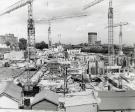 Construction work for new teaching hospital, (Royal Hallamshire Hospital), Glossop Road showing (top left) rear of Charles Clifford Dental Hospital and (top right) Arts Tower, University of Sheffield Construction work for new teaching hospital, (Royal Hallamshire Hospital), Glossop Road showing (top left) rear of Charles Clifford Dental Hospital and (top right) Arts Tower, University of Sheffield