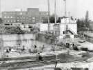 Construction work for new teaching hospital, (Royal Hallamshire Hospital), Glossop Road showing (top left) rear of Charles Clifford Dental Hospital