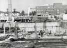 Construction work for new teaching hospital, (Royal Hallamshire Hospital), Glossop Road showing (top right) rear of Charles Clifford Dental Hospital