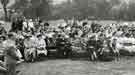 Spectators listening to speeches at a Sports Day at unnamed Sheffield hospital