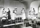 Preparing a bed ready for a patient needing equipment, Clarke House School of Nursing, Clarke Drive Preparing a bed ready for a patient needing equipment, Clarke House School of Nursing, Clarke Drive