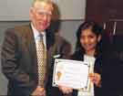 Clinical Audit Award presentation, Northern General Hospital, Fir Vale showing (left) H. B. Stokes (Bev Stokes), chairman of the Northern General Hospital NHS Trust