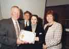 Clinical Audit Award presentation, Northern General Hospital, Fir Vale showing (left) H. B. Stokes (Bev Stokes), chairman of the Northern General Hospital NHS Trust