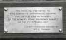 Plaque celebrating the WRVS (Womens Royal Voluntary Service) presentation of a patio between wards C and D, King Edward VII Hospital, Rivelin Valley Road Plaque celebrating the WRVS (Womens Royal Voluntary Service) presentation of a patio between wards C and D, King Edward VII Hospital, Rivelin Valley Road