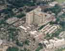 Aerial view of Royal Hallamshire Hospital and Stone Grove site showing (bottom right) Weston Park Hospital and (bottom centre) Charles Clifford Dental Hospital
