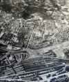 Aerial view of City Centre showing foreground) Sheffield Midland railway station and Sheaf Square