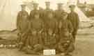 Army Service Corps soldiers with their name plaque 'The Blades'