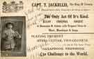 Advertising card for Capt. T. Jackellis, 'The King of Cornets', musician